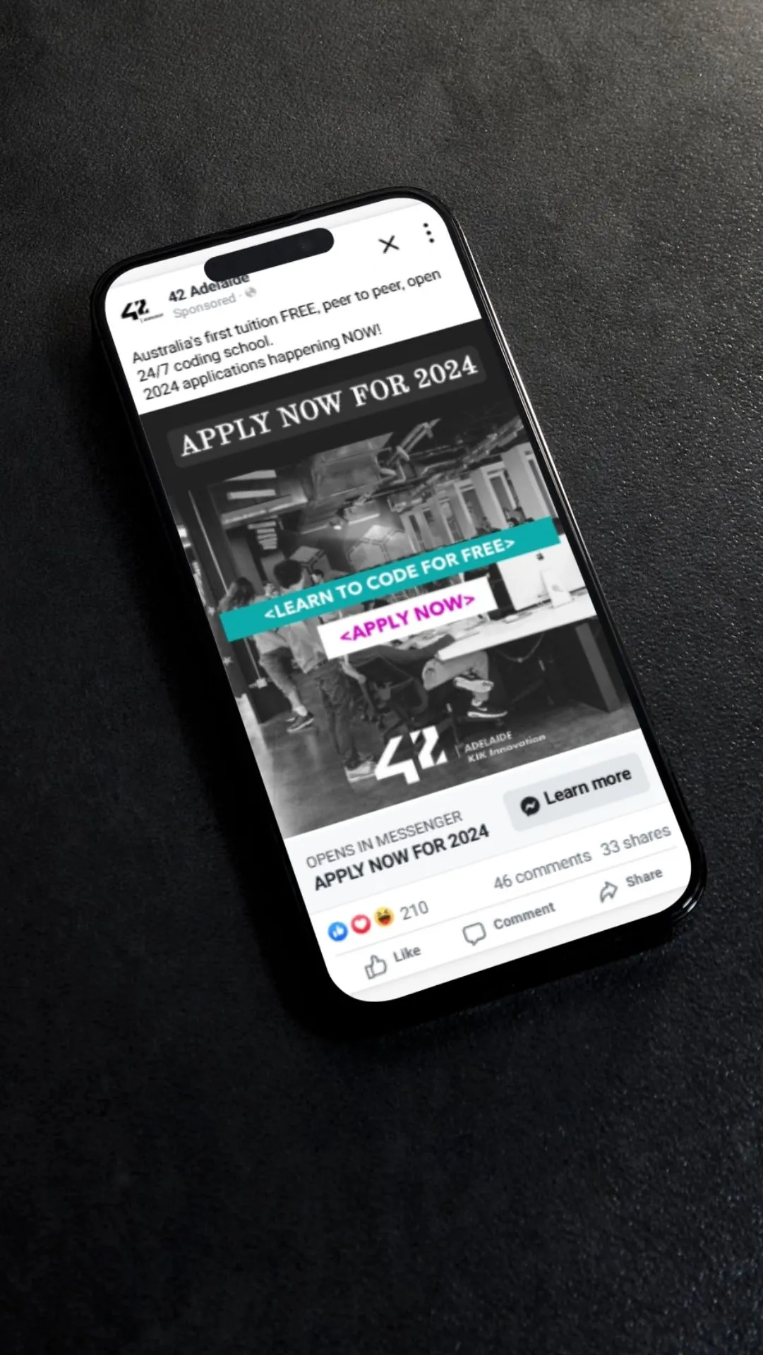 42 Adelaide - Sponsored Facebook Campaign