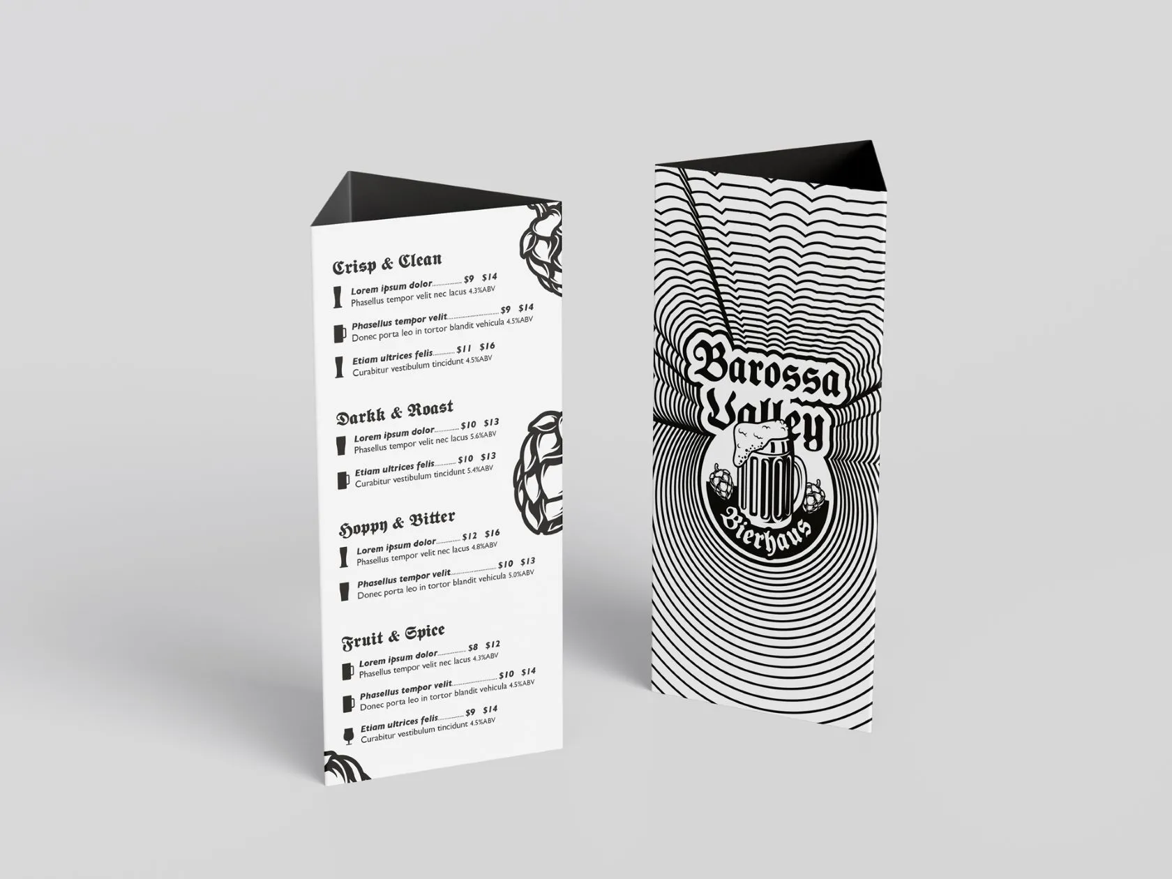 Barossa Valley Bierhaus - Table Menu Tent Card