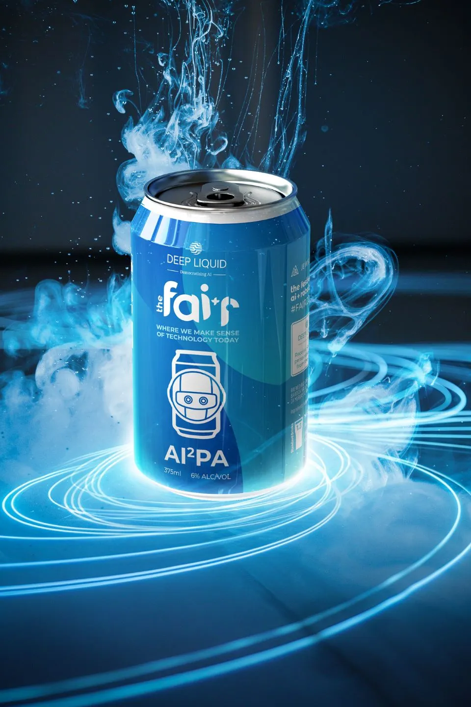 The FAIR + Deep Liquid AI - Collaboration Beer Can Label